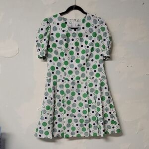 Vintage Green and Blue Polka Dot Dress
